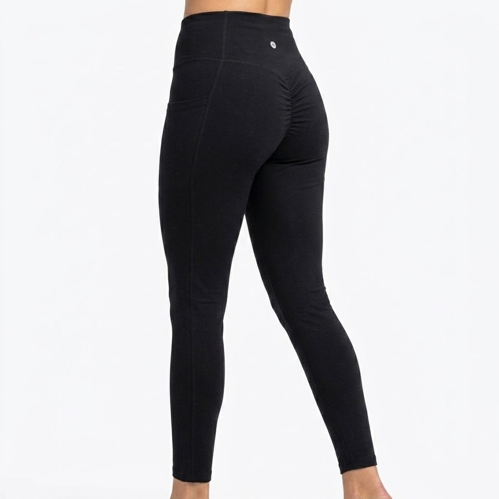 Halara Leggings Women's Large Black Skinny Leg Scrunch Back Yoga Side Pocket
